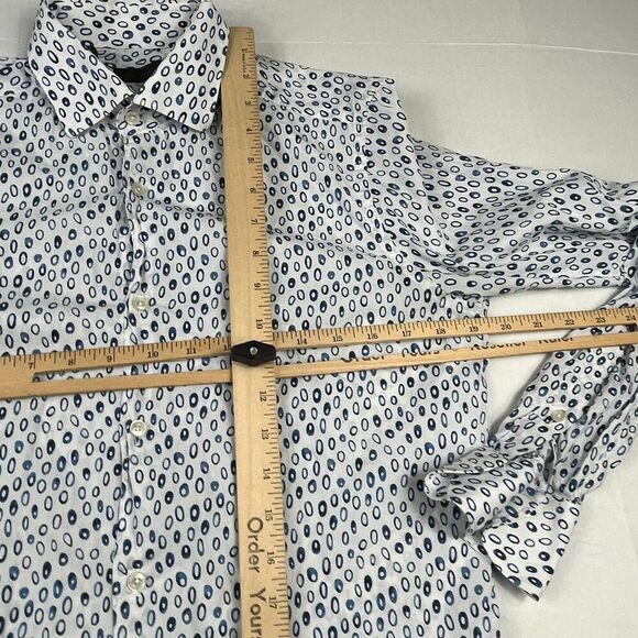 Saks Fifth Avenue Mens Button Front Shirt Oval Print Work Long Sleeve Top SMALL - Picture 7 of 10